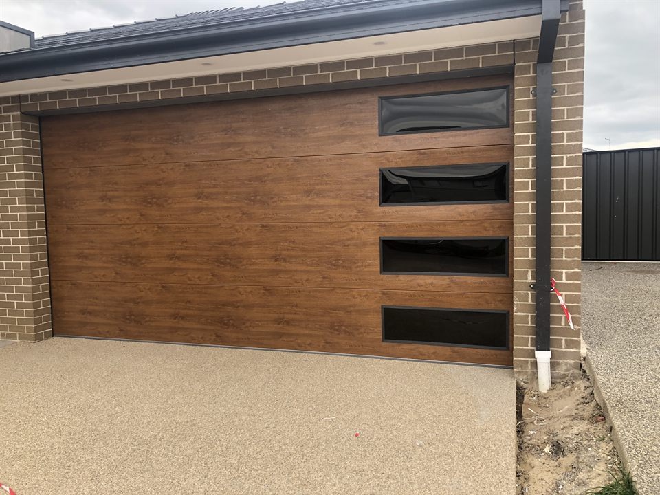Golden Oak Madison panel door with side windows